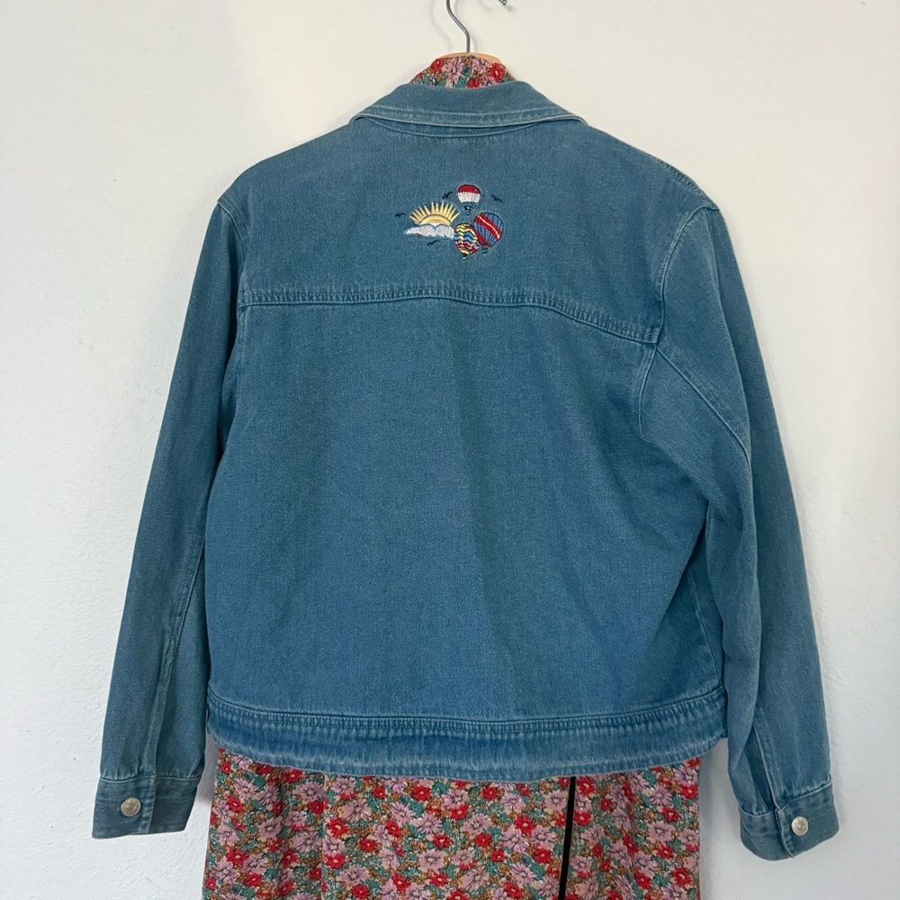 Vintage Passion‎ I Embroidered Denim Jean Jacket Hot Air Balloons Zip Up Size S - Picture 3 of 14